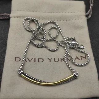 David Yurman Cable Classics দুটি টোন বাঁকা বার নেকলেস