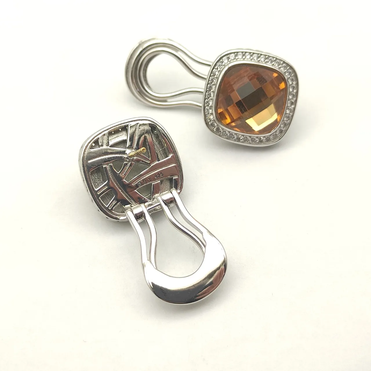 David Yurman Cushion-Cut Citrine Pavé Halo Earrings 10
