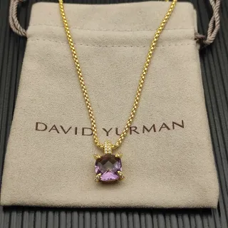 Collier David Yurman Or Violet Chaîne de Boîte Gemme Taille Coussin