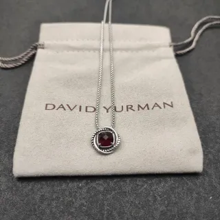 David Yurman Argent Rouge Pendentif Circular Bélière Corde Tordue Collier