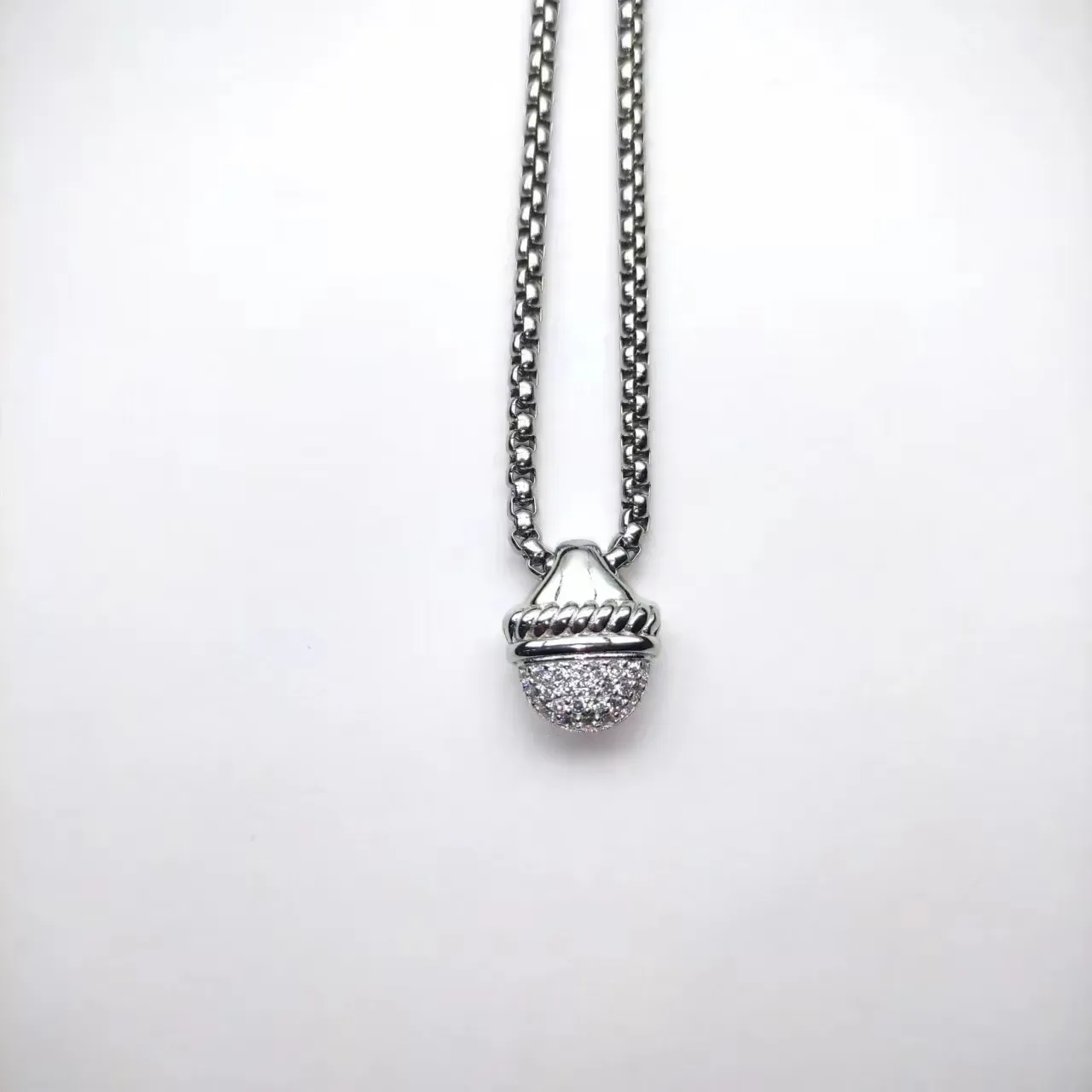 David Yurman Silver Gold Dual-Tone Metal Pavé-Set Charms Necklace 9