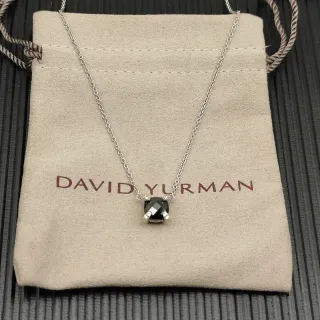 David Yurman Square Black Stone Pendant Necklace