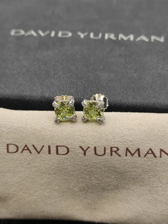 David Yurman Square-Cut Peridot Stud Earrings 2