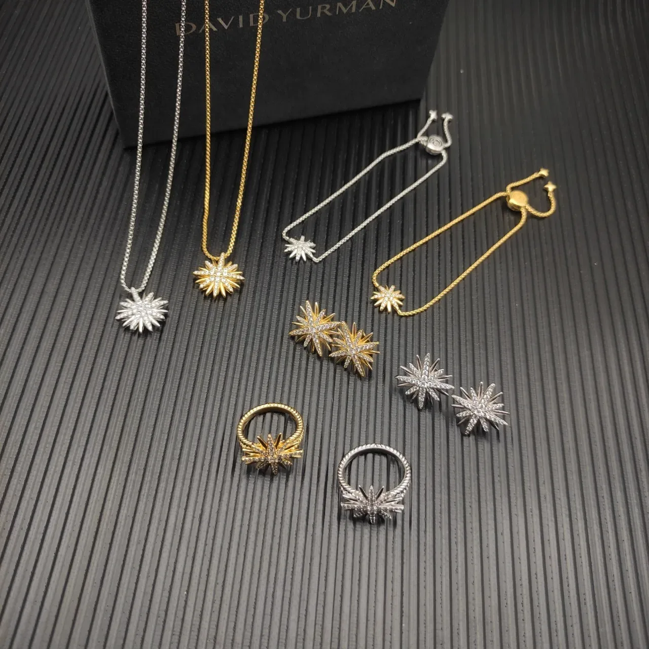 David Yurman Starburst Motif Pavé 黄色金戒指 3