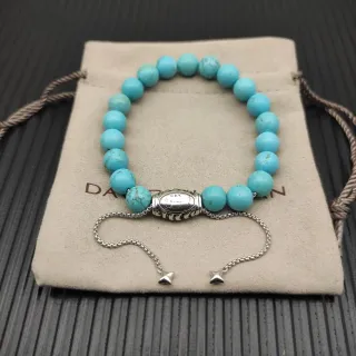 David Yurman Turquoise Bead Barrel Clasp Bracelet
