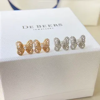 De Beers أقراط ذهب فضة بنمط فراشة مرصعة بالكريستال