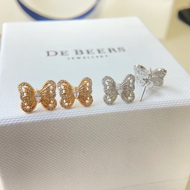 De Beers pendientes de oro y plata con motivo de mariposa pavé-set cristales 2