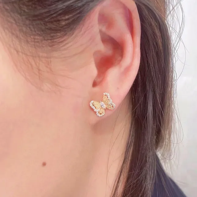 De Beers pendientes de oro y plata con motivo de mariposa pavé-set cristales 3