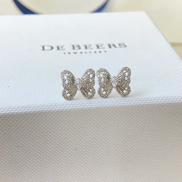 De Beers pendientes de oro y plata con motivo de mariposa pavé-set cristales 5