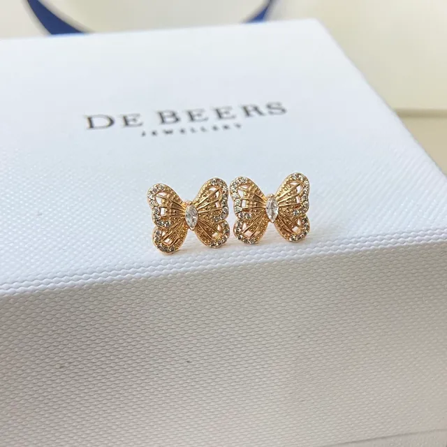 De Beers pendientes de oro y plata con motivo de mariposa pavé-set cristales 6