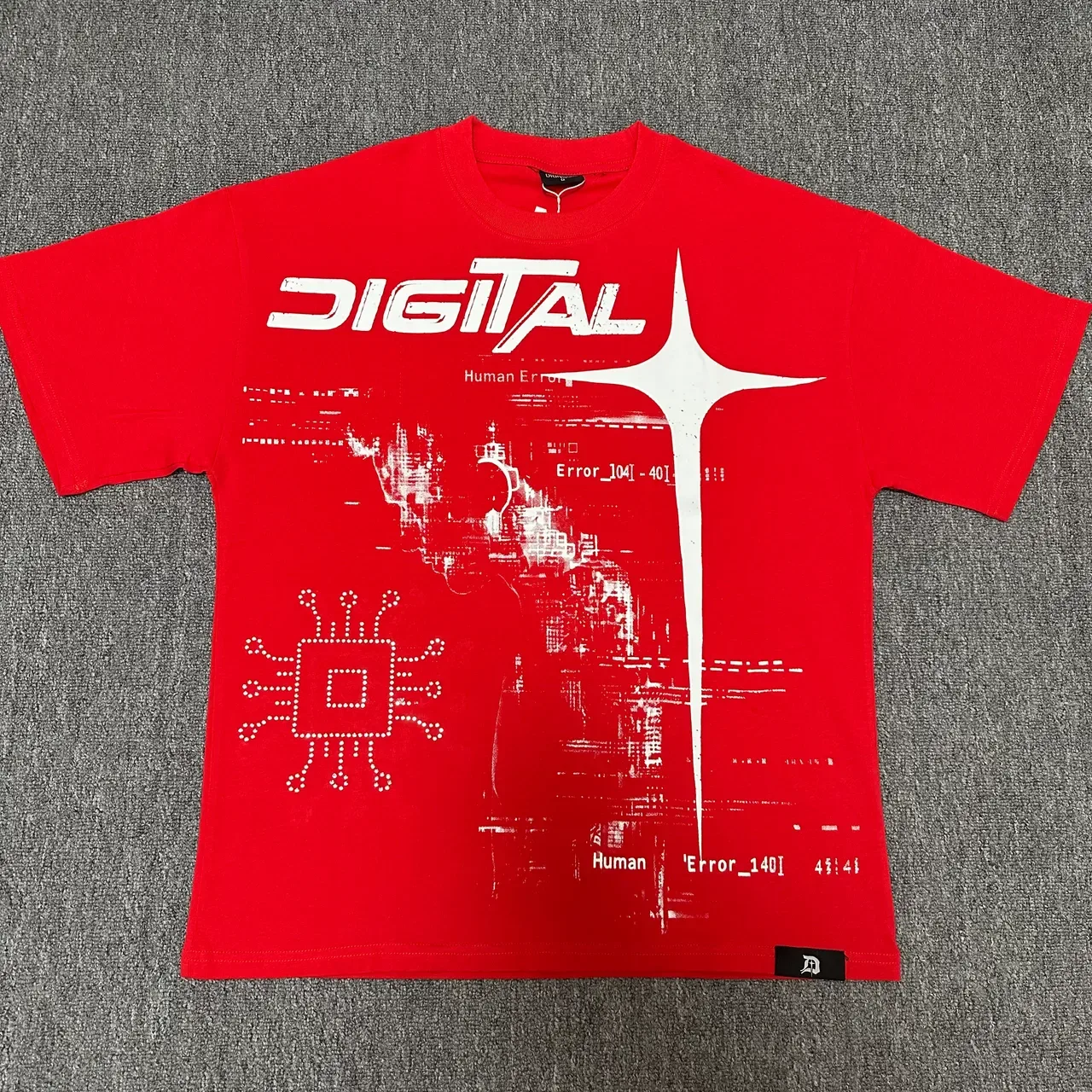 Digital Glitch Graphic Print Oversized T-Shirt 2