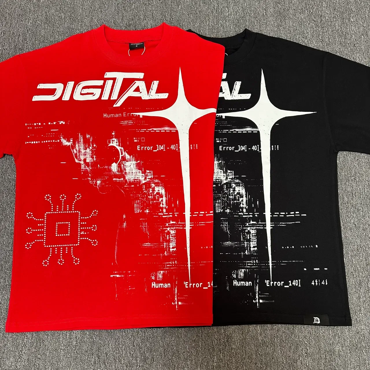 Digital Glitch Graphic Print Oversized T-Shirt 12