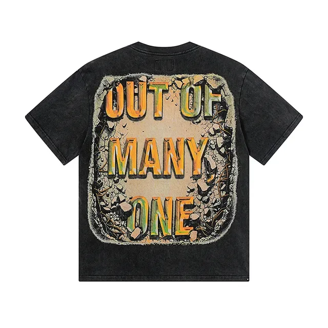 Distressed Black Graphic-Print Oversized Double-Sided T-Shirt 3