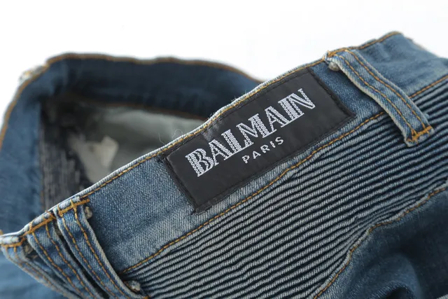 Distressed Moto-Panelled Zip-Pocket Slim Fit Blue Jeans 10