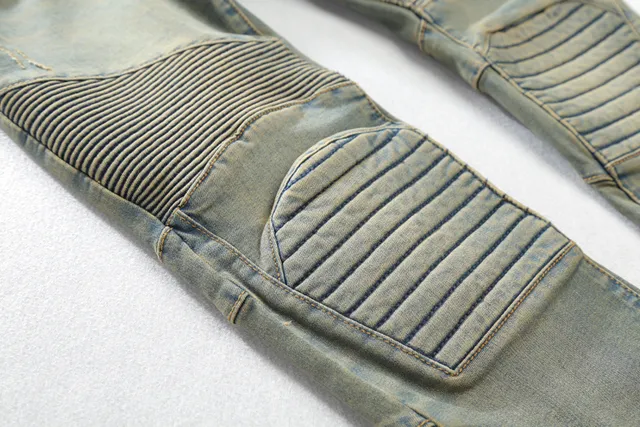 Distressed Moto-Style Ribbed Panel Jeans 3