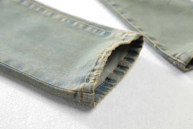 Distressed Moto-Style Ribbed Panel Jeans 14