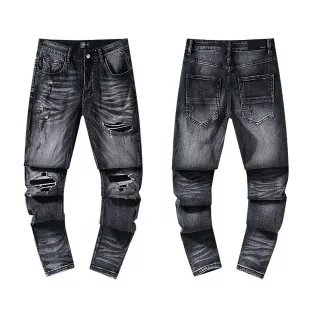 Distressed Ripped Faded Black Slim-Fit Jeans