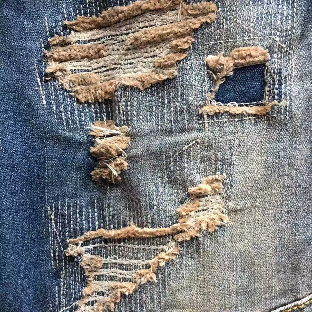 Jeans à panneau moto avec poche à fermeture éclair usée 5