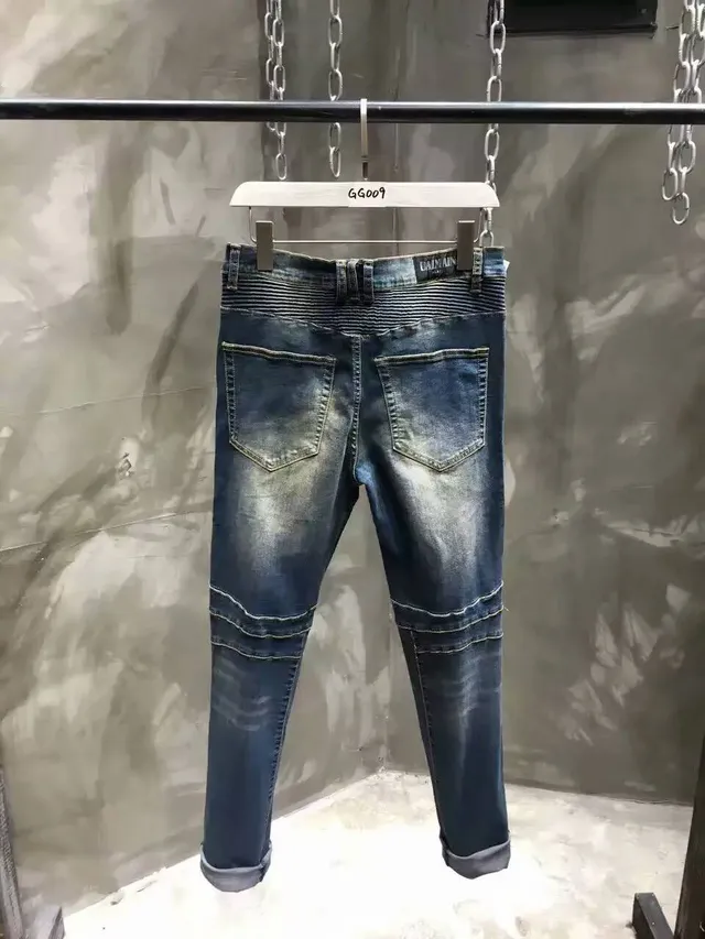 Jeans à panneau moto avec poche à fermeture éclair usée 8