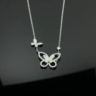 Collier pendentif papillon double Pavé