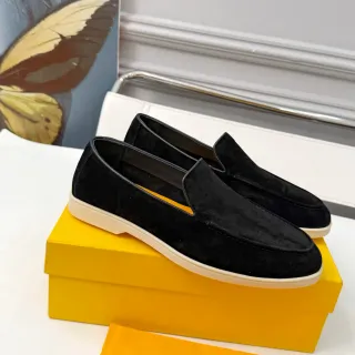 DOUCAL'S Negro Beige Piel de Ante Suela Contrastante Mocasín