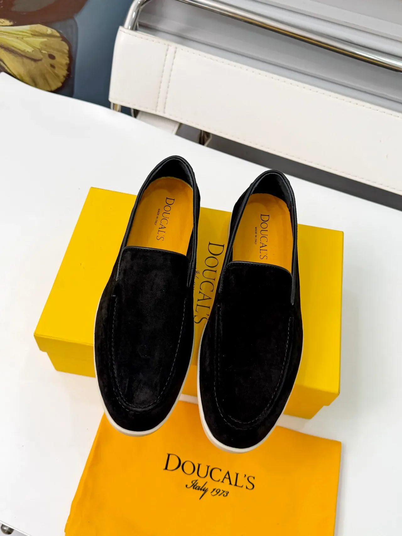 DOUCAL'S Negro Beige Piel de Ante Suela Contrastante Mocasín 5