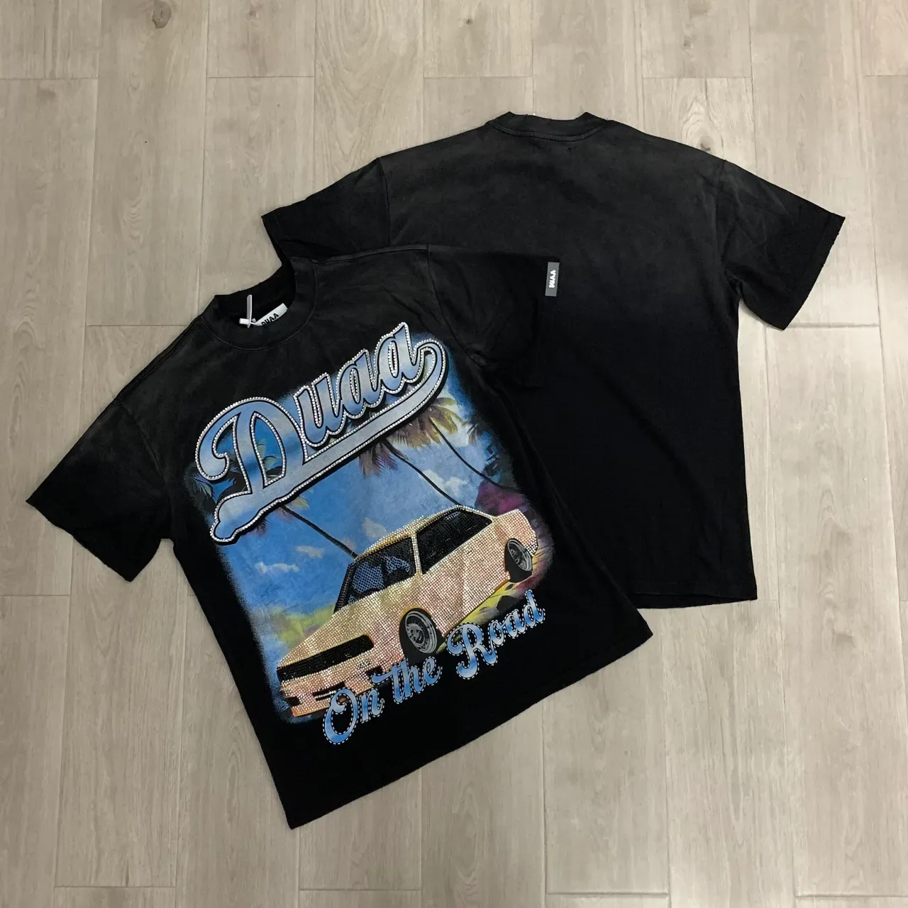 Duaa On the Road Graphic Print Black T-Shirt 4