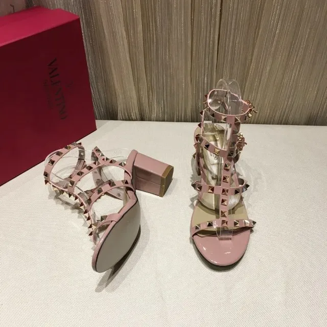 Dusty Pink Studded Block Heel Gladiator Sandals 2