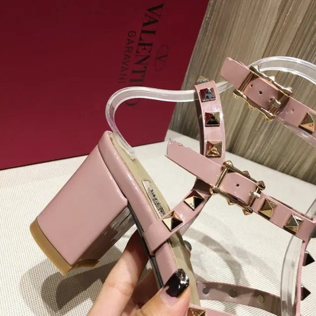 Dusty Pink Studded Block Heel Gladiator Sandals 5