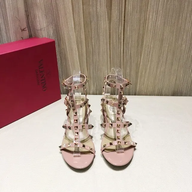 Dusty Pink Studded Block Heel Gladiator Sandals 6