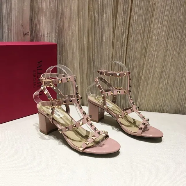 Dusty Pink Studded Block Heel Gladiator Sandals 7