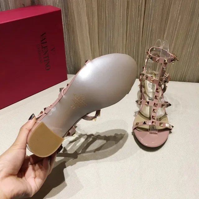 Dusty Pink Studded Block Heel Gladiator Sandals 8