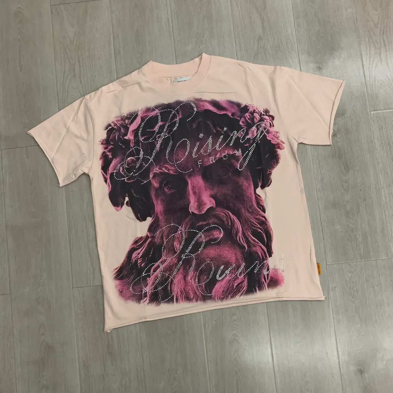FIRST ROW Pink Purple Graphic-Print Oversized Fit T-Shirt 5