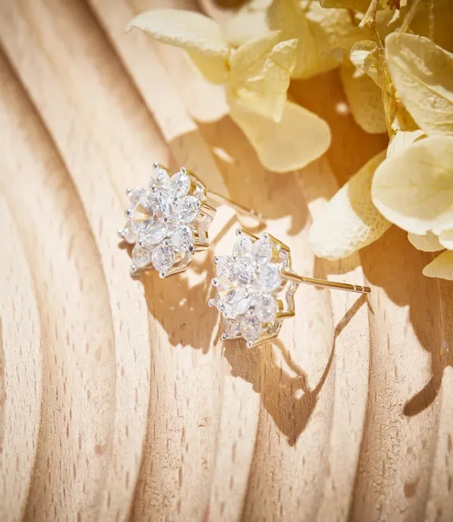 Floral Cluster Multi-Stone Stud Earrings 3