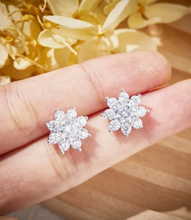 Floral Cluster Multi-Stone Stud Earrings 8