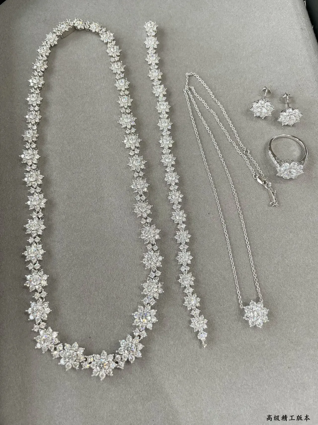 Floral Cluster Pave Diamond Necklace 8