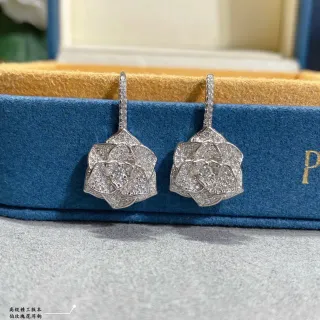 Brincos pendentes de rosa floral com Pavé