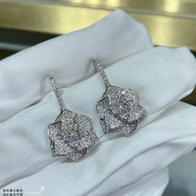 Floral Rose Pavé Drop Earrings 4