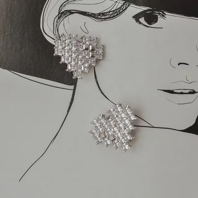 Geometric Stepped Crystal Cluster Clip-On Earrings 6