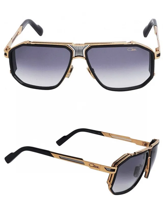 Lunettes métalliques avec cadre en forme de bouclier oversized doré bleu 3
