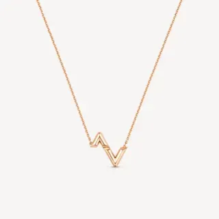 Gold Geometric Pendant Zigzag Motif Necklace