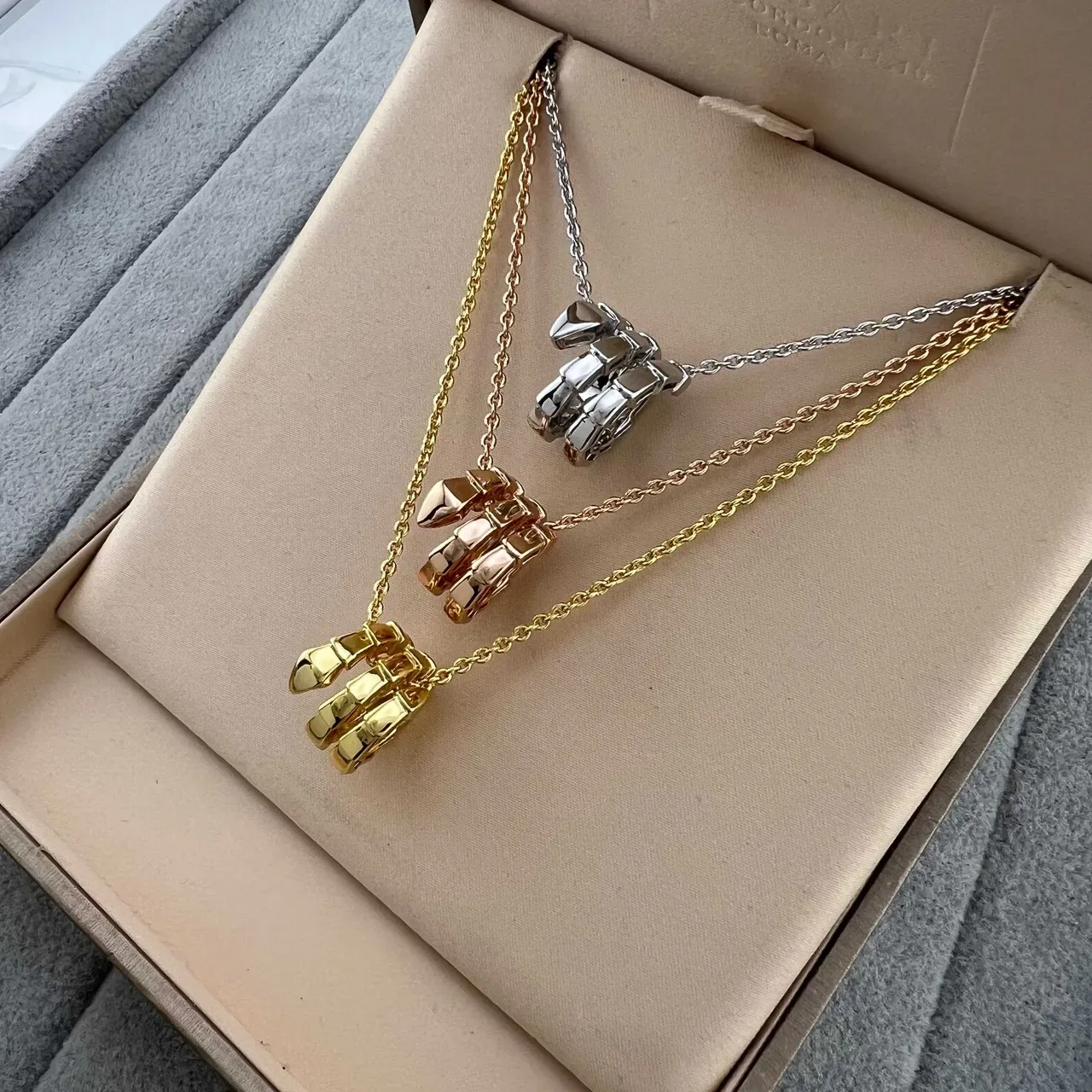 Gold Rose Gold and Silver Geometric Stacked Charm Pendant Necklaces 9