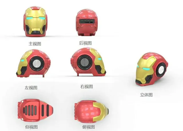 金银头盔形状LED眼睛照明的便携式扬声器 8