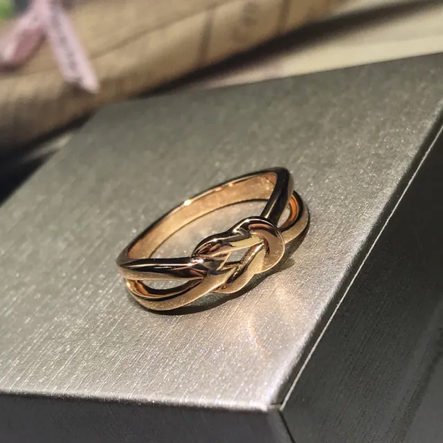 Gold Silver Interwoven Knot Design Metallic Finish Ring 4