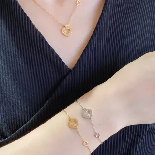 Collier pendentif cœur ouvert en or et argent avec cristaux