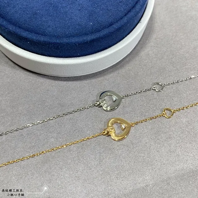Gold Silver Open-Heart Pendant Crystal-Accented Necklace 7