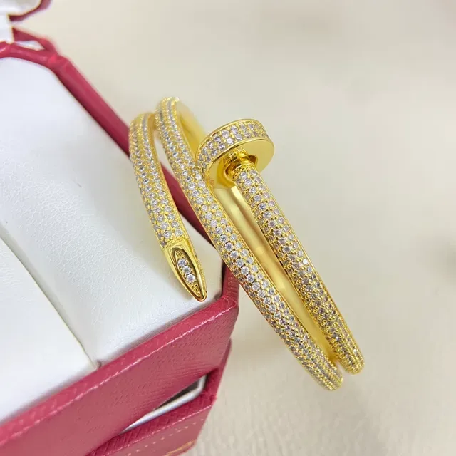 Gold Silver Pave-Set Hinged Bangle Bracelet 8