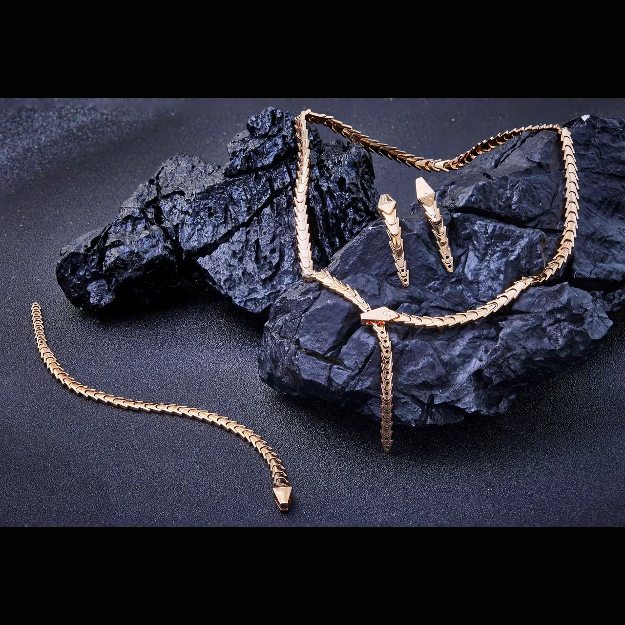 Gold-Tone Articulated Segment Earrings 2