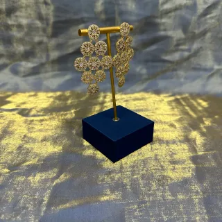 Brincos de cristal floral cluster dourado