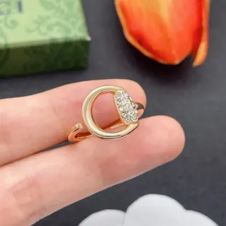 金色水晶马蹄铁图案可调节戒指